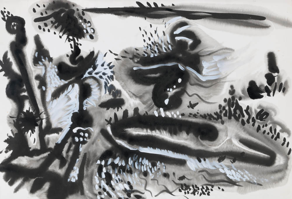 Nanacy Fletcher Cassell Original 1988 Sumi Ink & Gouache on Paper "Moments in Time II"