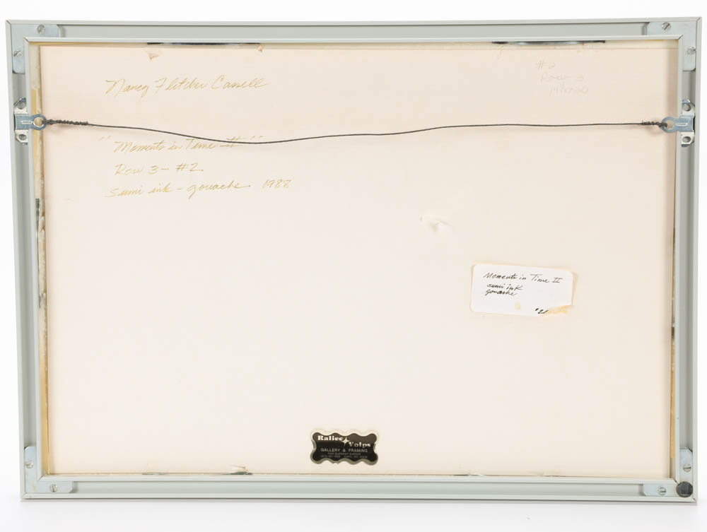 Nanacy Fletcher Cassell Original 1988 Sumi Ink & Gouache on Paper "Moments in Time II"