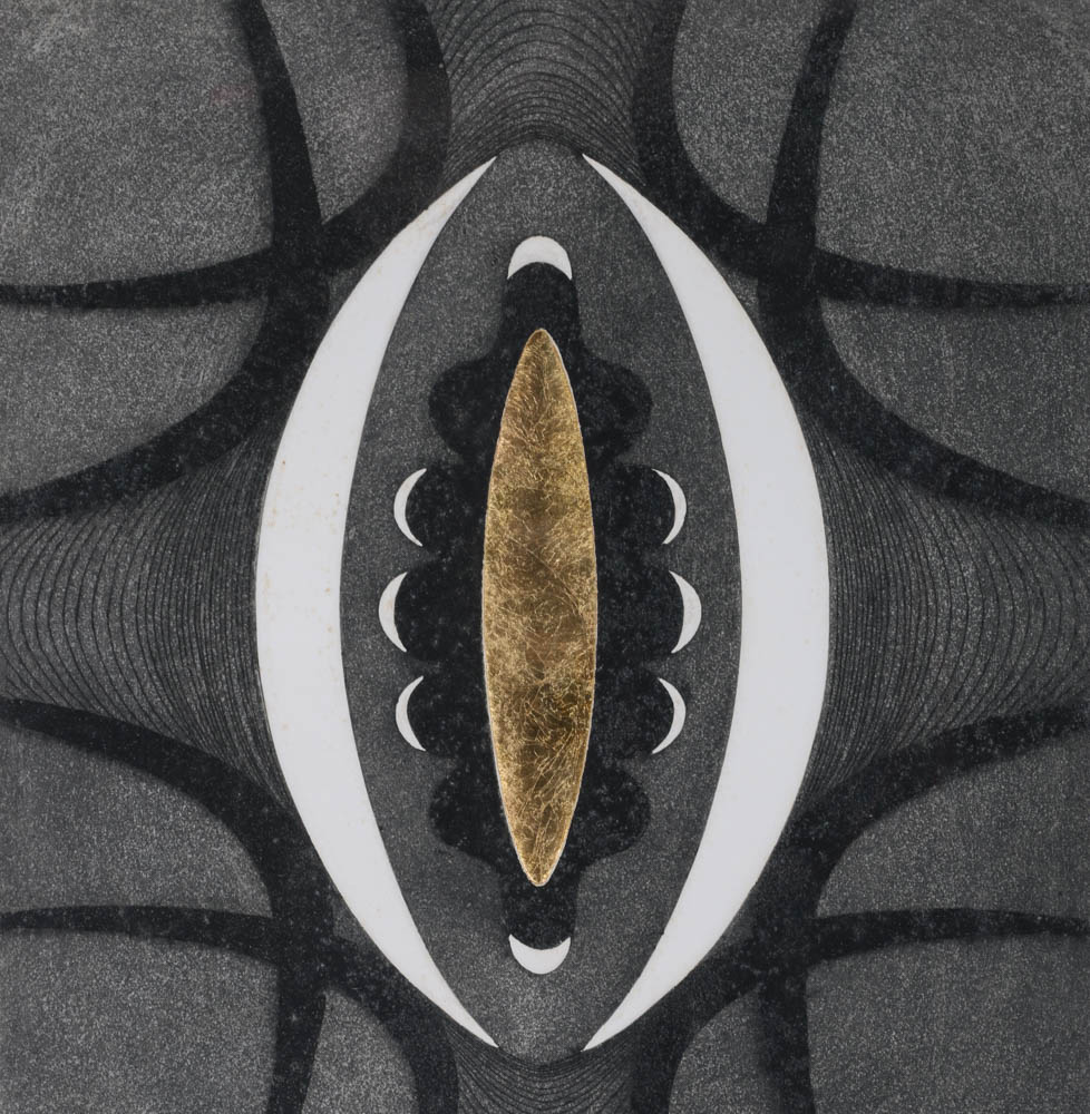 Brian Watkins Signed Artist's Proof 1965 Aquatint Etching with Gold Leaf "Center"