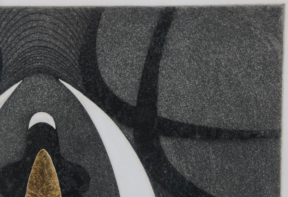 Brian Watkins Signed Artist's Proof 1965 Aquatint Etching with Gold Leaf "Center"