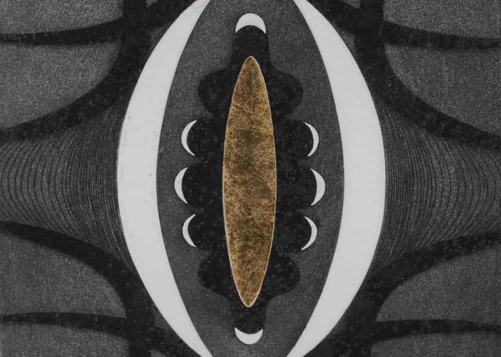 Brian Watkins Signed Artist's Proof 1965 Aquatint Etching with Gold Leaf "Center"