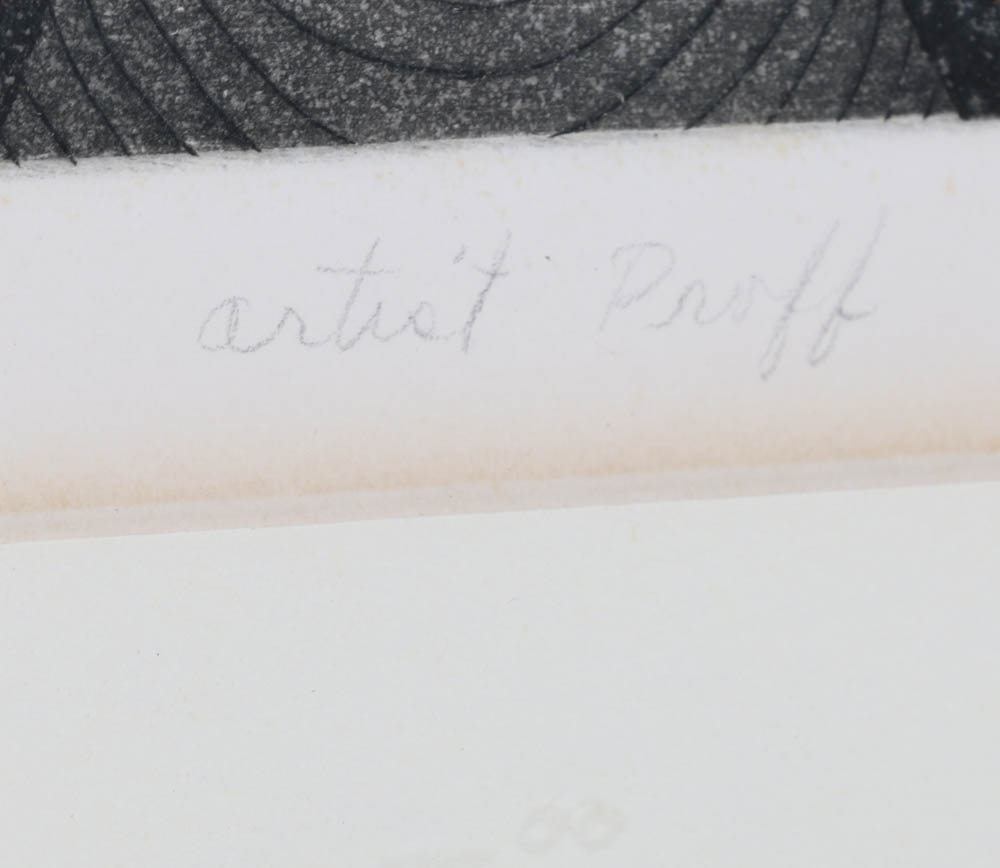 Brian Watkins Signed Artist's Proof 1965 Aquatint Etching with Gold Leaf "Center"