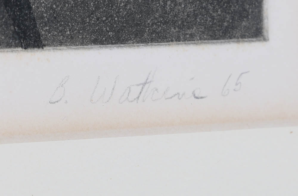 Brian Watkins Signed Artist's Proof 1965 Aquatint Etching with Gold Leaf "Center"