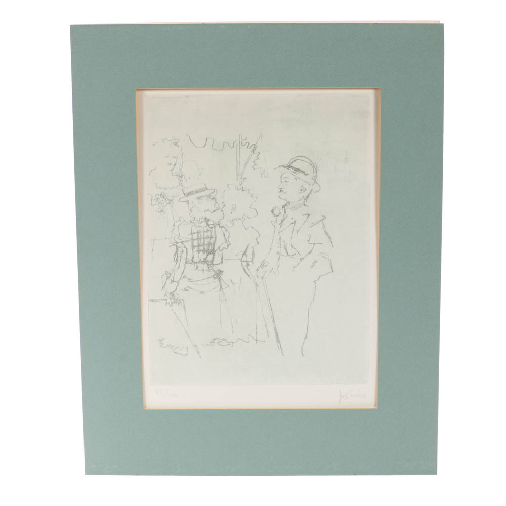 Jack Levine Signed Limited Edition Etching "Mack Sees Polly Peachum"