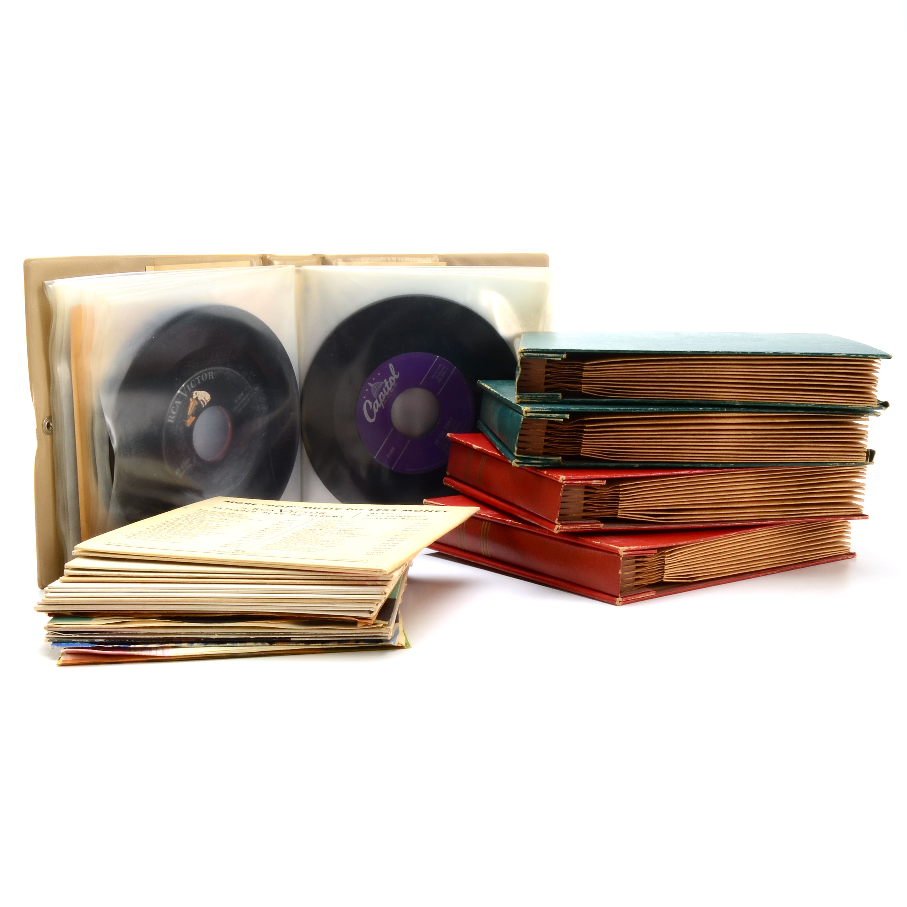 Over 90 Vintage 45 rpm Records and Binders