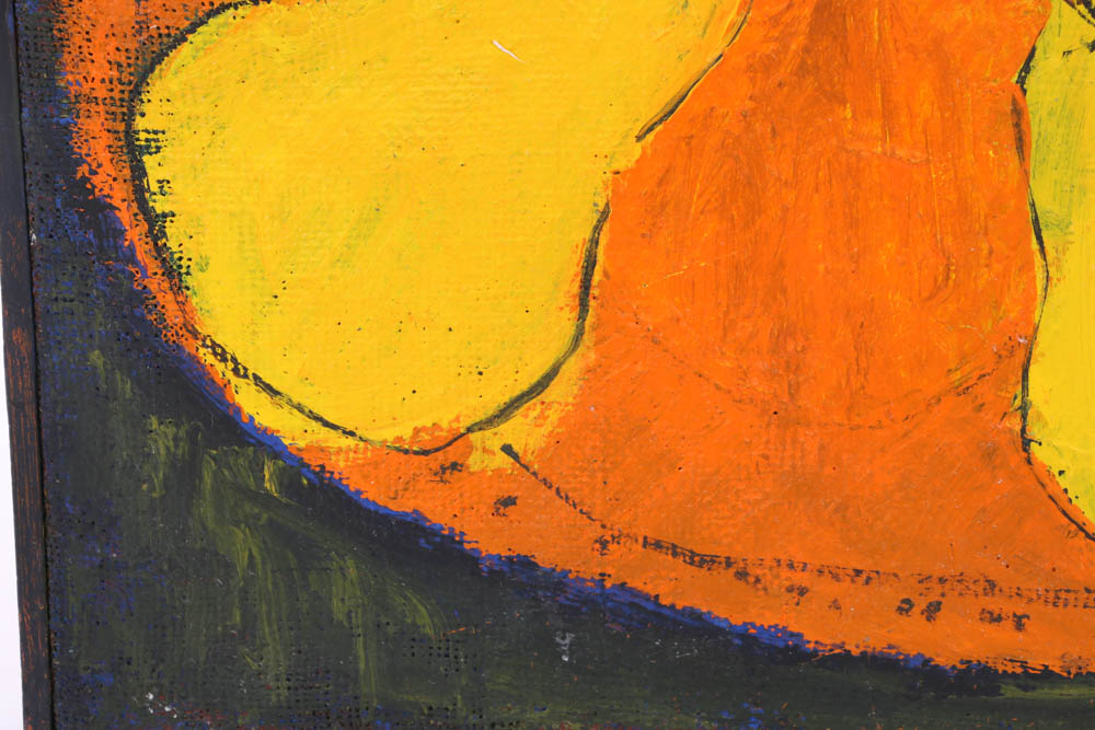 Vintage Original Oil on Canvas "Pears on Plate"