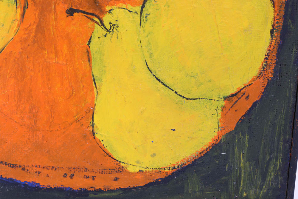 Vintage Original Oil on Canvas "Pears on Plate"