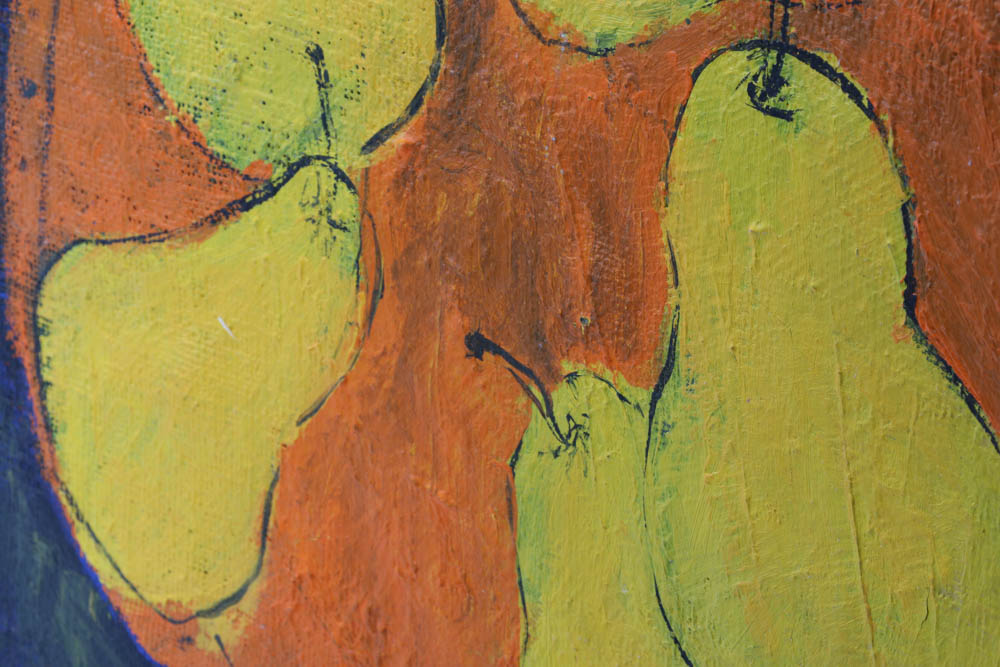 Vintage Original Oil on Canvas "Pears on Plate"