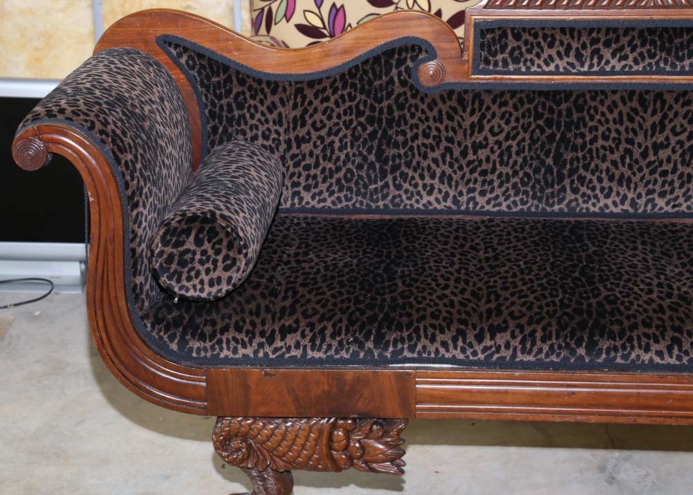 Duncan Phyfe Style Leopard Print Sofa