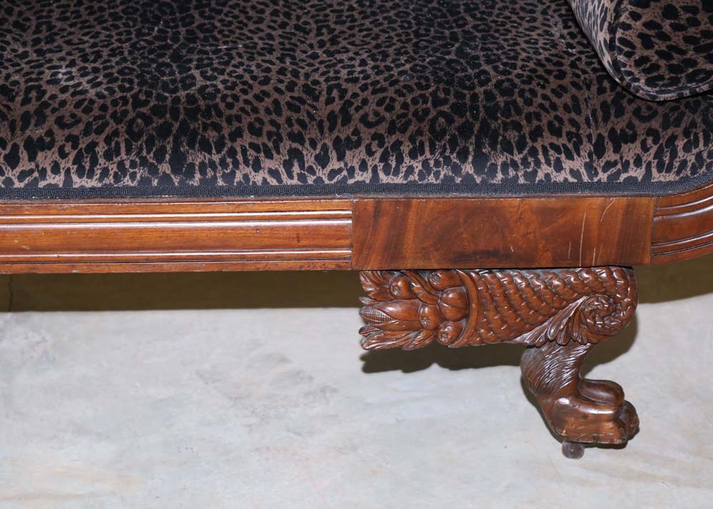 Duncan Phyfe Style Leopard Print Sofa