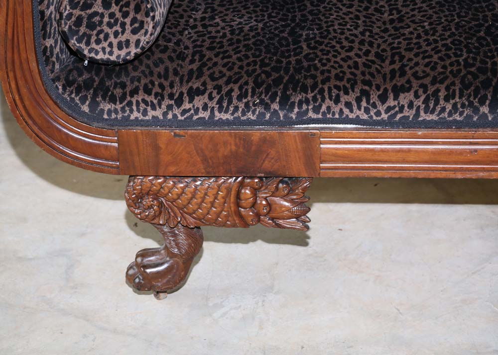 Duncan Phyfe Style Leopard Print Sofa