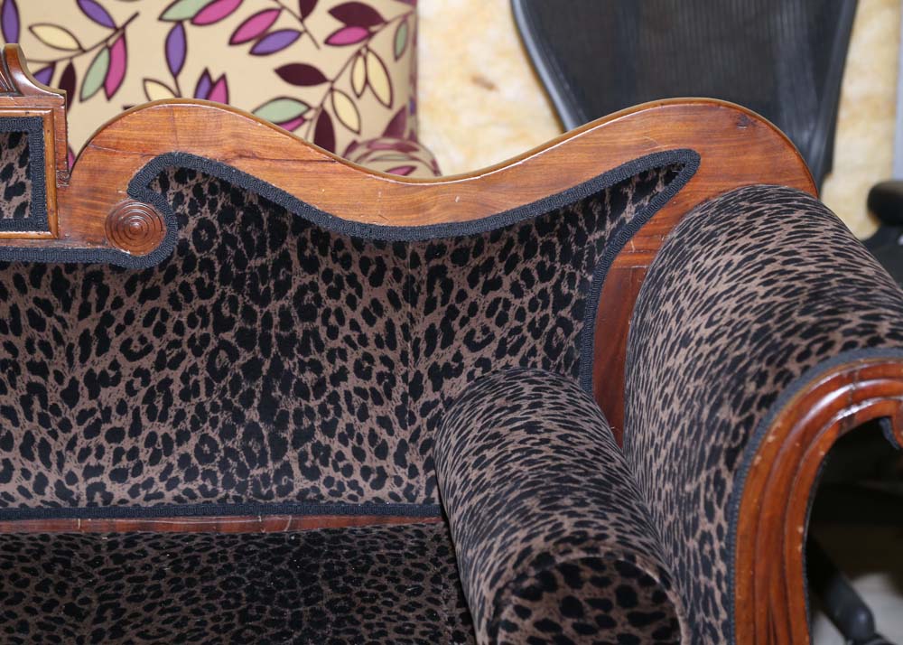 Duncan Phyfe Style Leopard Print Sofa