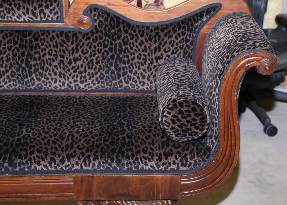 Duncan Phyfe Style Leopard Print Sofa