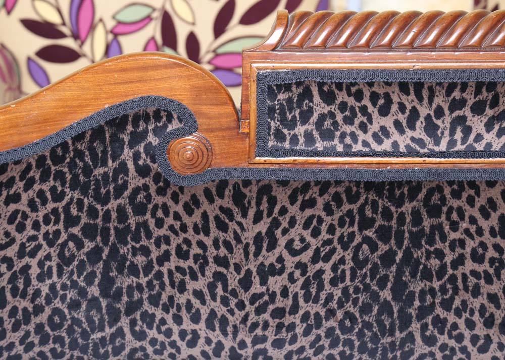 Duncan Phyfe Style Leopard Print Sofa