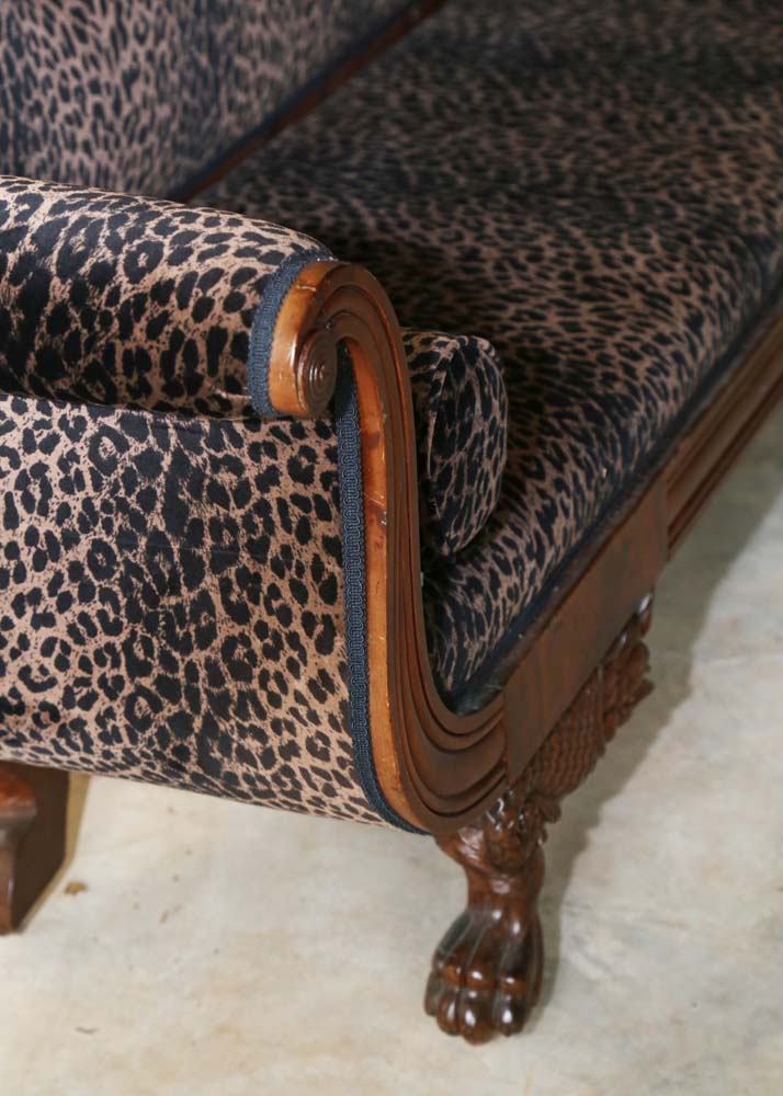 Duncan Phyfe Style Leopard Print Sofa