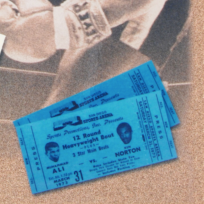 "Ken Norton and Ali Ticket" Photo Collage Autographed by Ken Norton