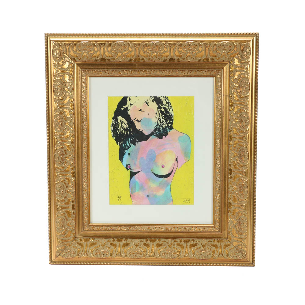 Signed Limited Edition Mixed Media Serigraph "Yellow Madonna"