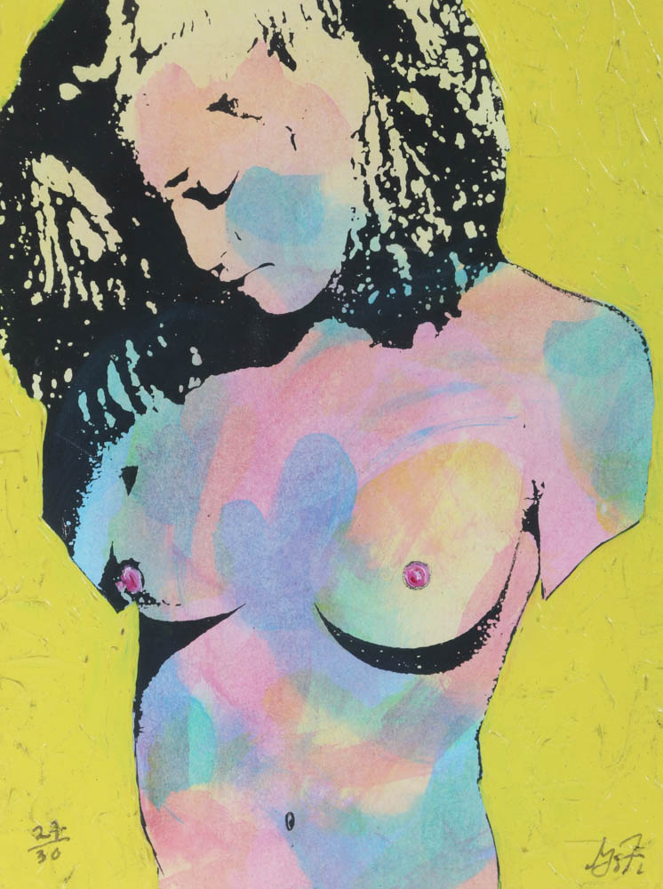 Signed Limited Edition Mixed Media Serigraph "Yellow Madonna"