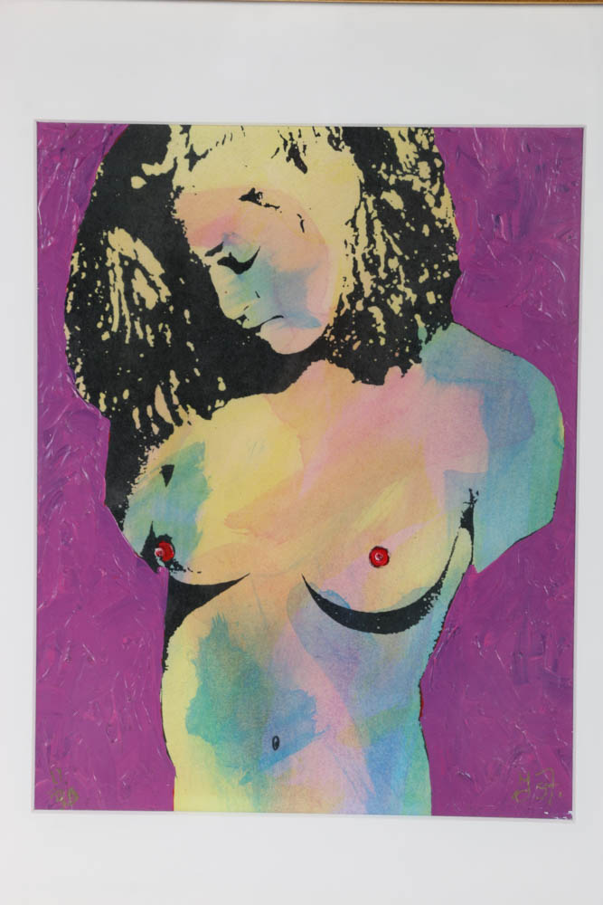 Signed Limited Edition Mixed Media Serigraph "Violet Madonna"