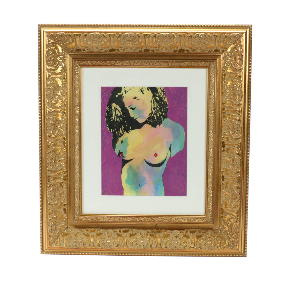 Signed Limited Edition Mixed Media Serigraph "Violet Madonna"