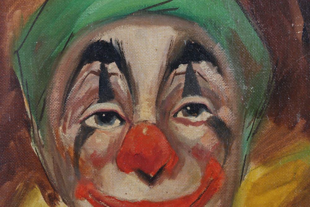 Louis Spiegel Original Clown Portrait Oil on Canvas Board