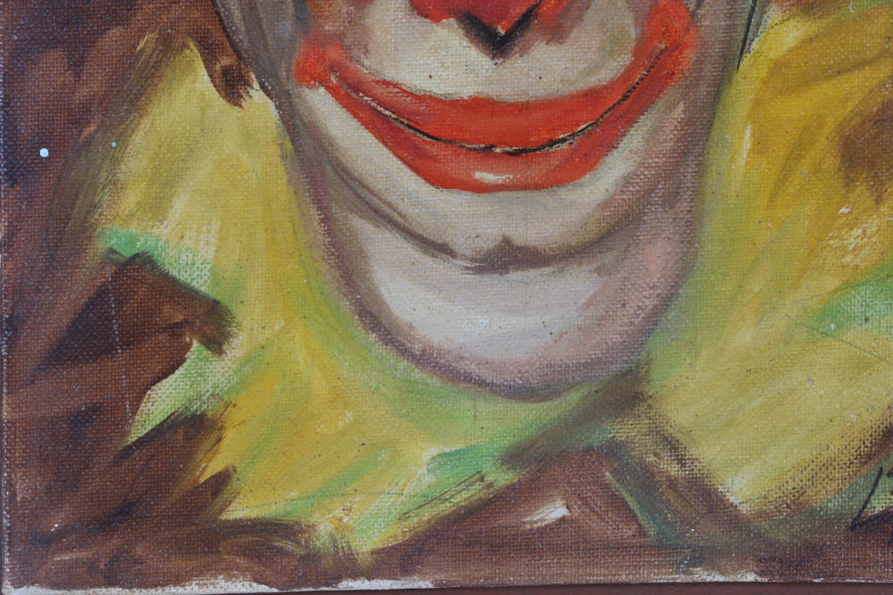 Louis Spiegel Original Clown Portrait Oil on Canvas Board