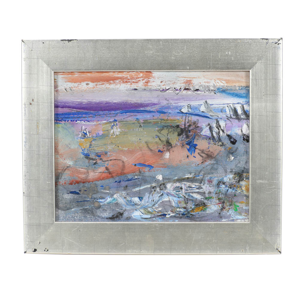 Paul Chidlaw Original 1976 Abstract Oil on Composite Board