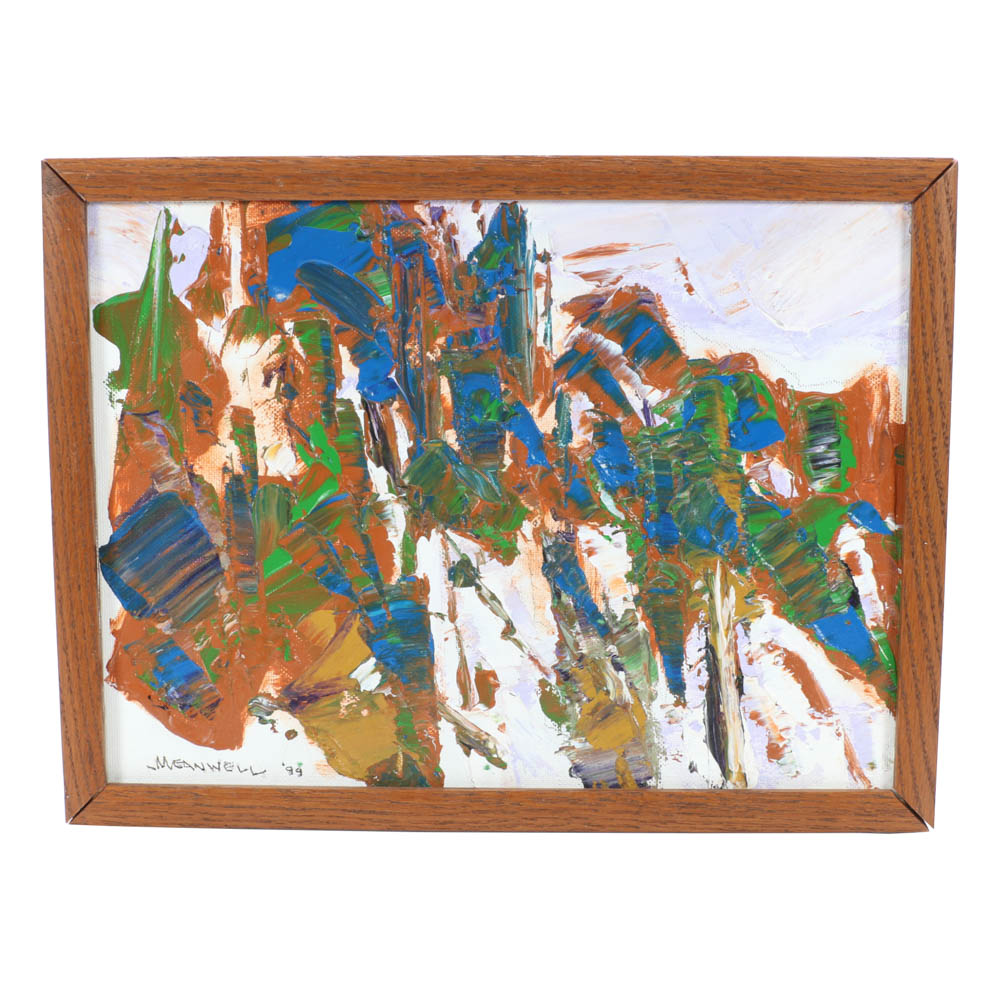 Jack Meanwell Original 1999 Oil on Canvas Board "Mountain Rhythm"
