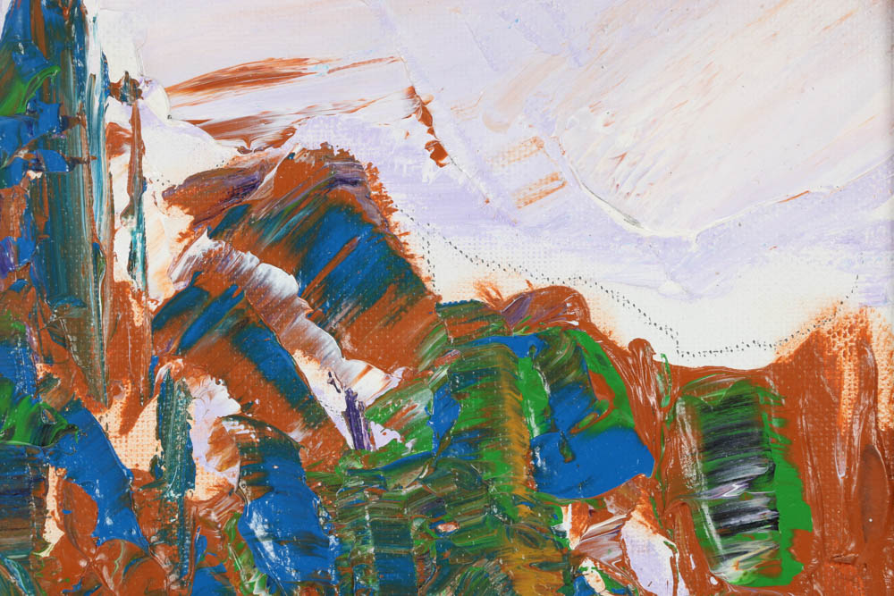 Jack Meanwell Original 1999 Oil on Canvas Board "Mountain Rhythm"