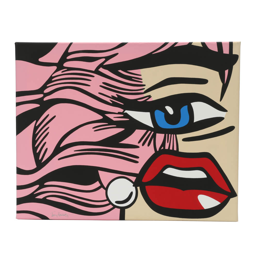 Terry Kennedy Original Pop Art Acrylic on Canvas "Windblown"