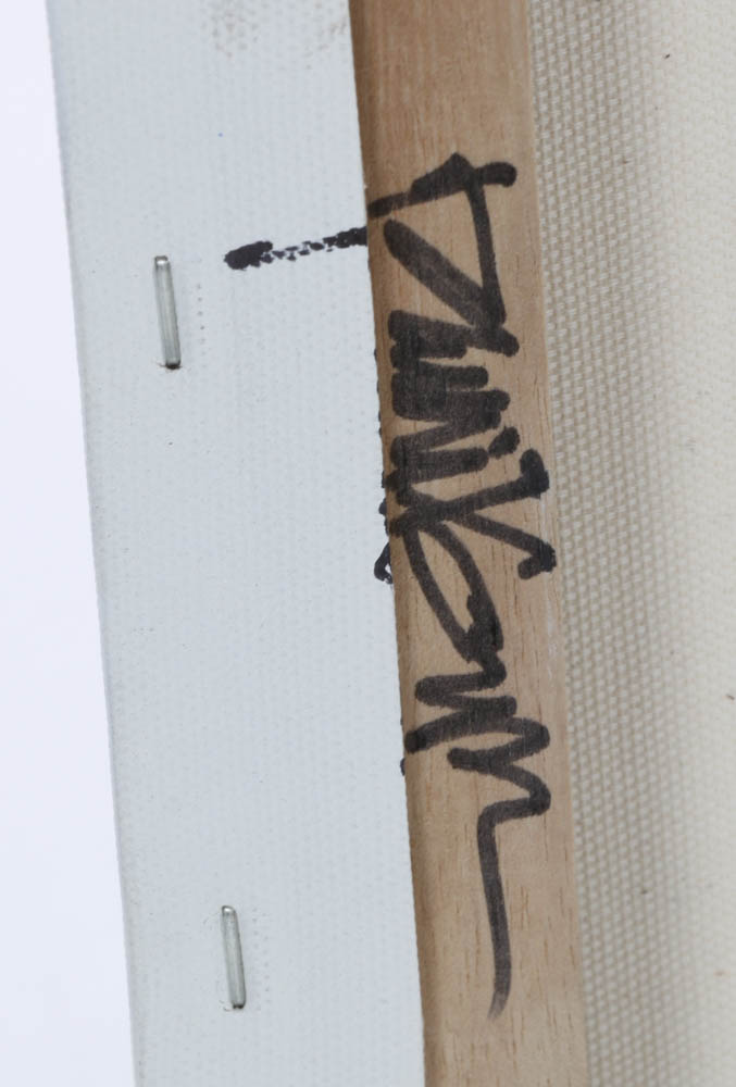 Robbie Kemper Original Mixed Media Painting "Silver Black White and a Gold Dab"