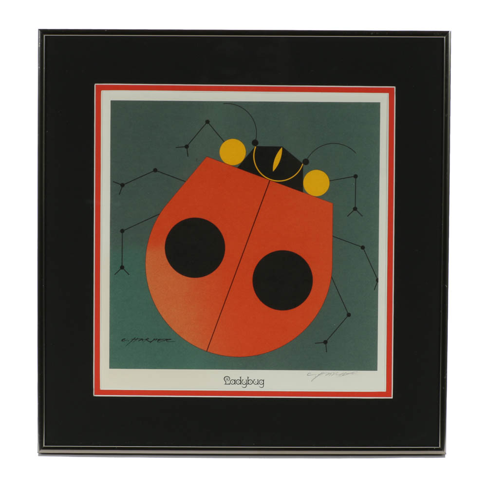 Charley Harper Signed Lithograph "Ladybug"