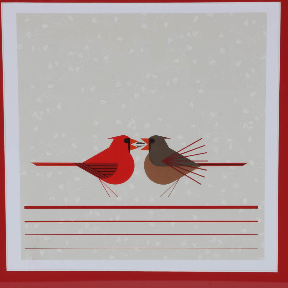 Offset Lithograph after Charley Harper's "Cardinal Courtship"