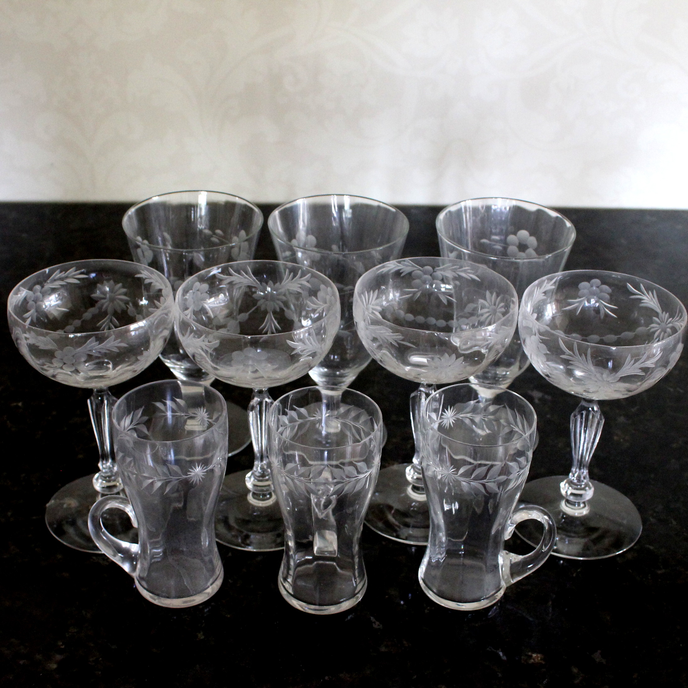 Etched Vintage Glassware