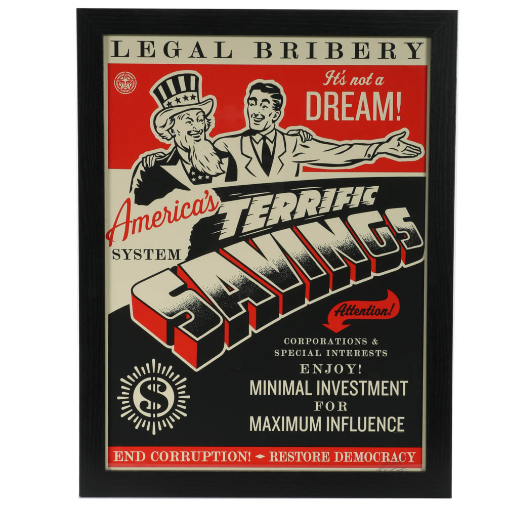Shepard Fairey Signed Limited Edition Serigraph "America’s Savings"