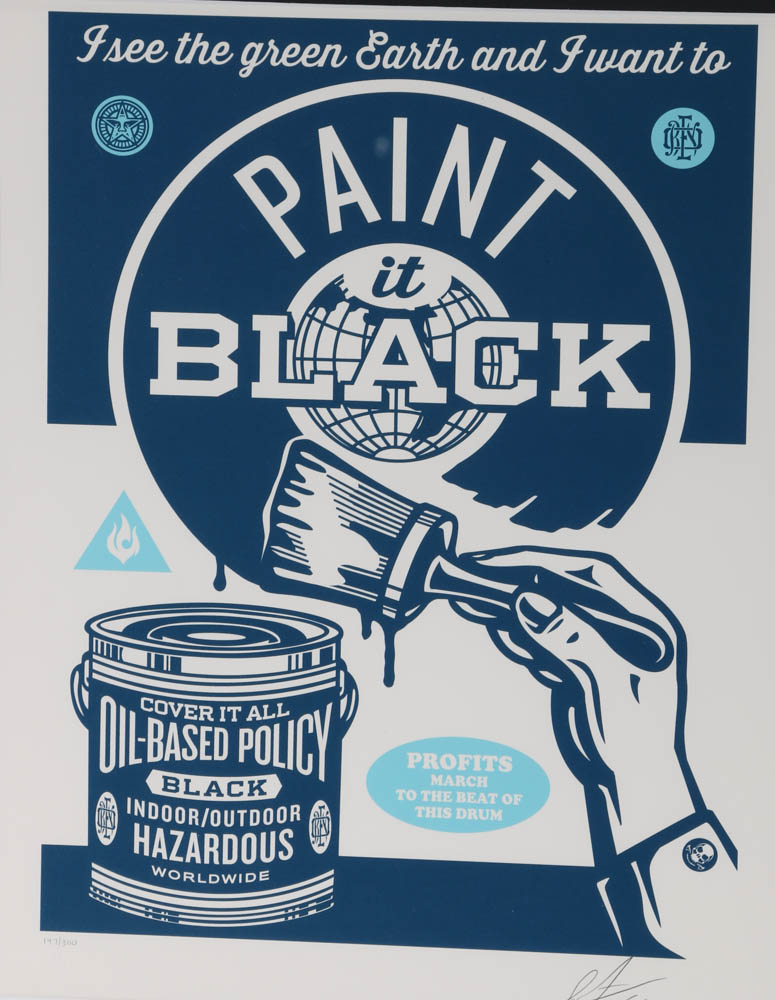 Shepard Fairey Signed Limited Edition 2016 Serigraph "Paint it Black"