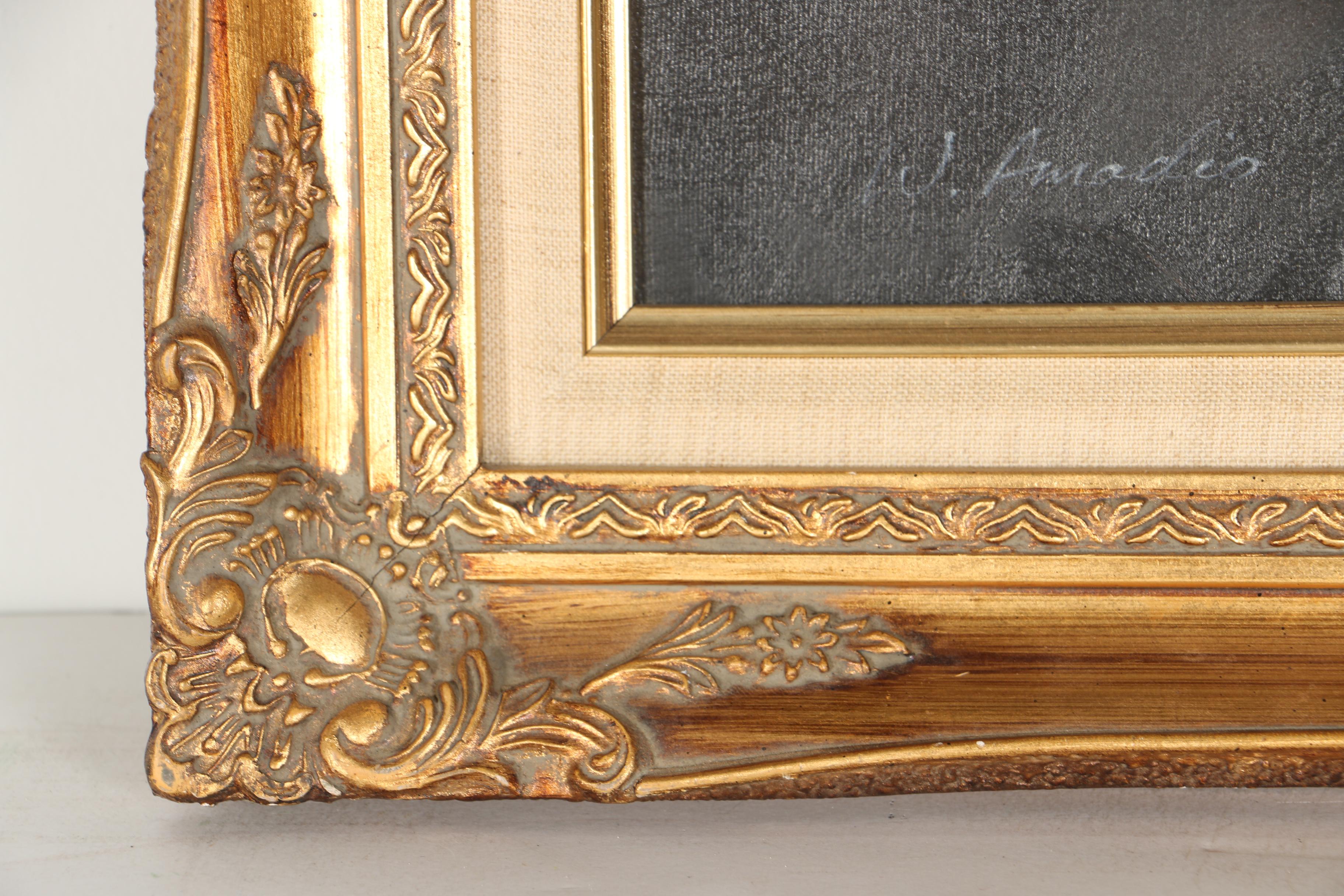 W. Amadio Oil Painting on Canvas of Qing Dynasty Civil Official