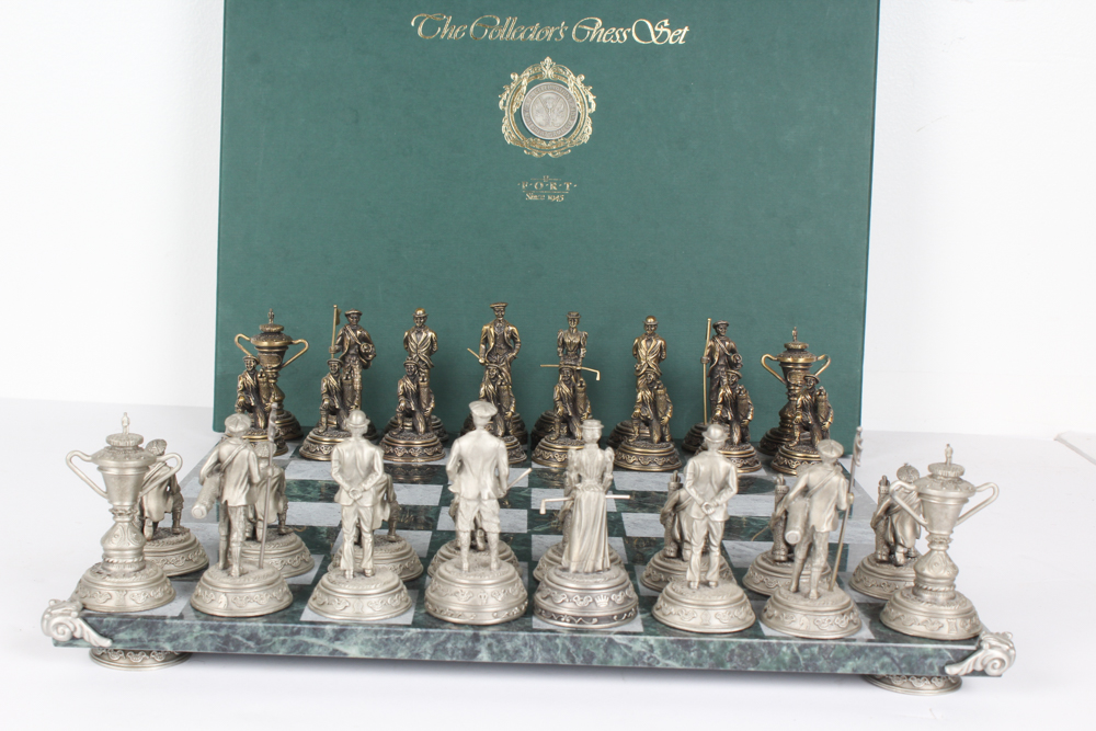 Fort Marble and Pewter Golf Chess Set