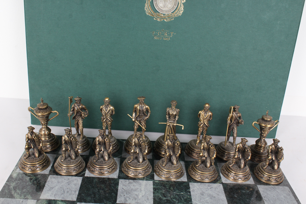 Fort Marble and Pewter Golf Chess Set
