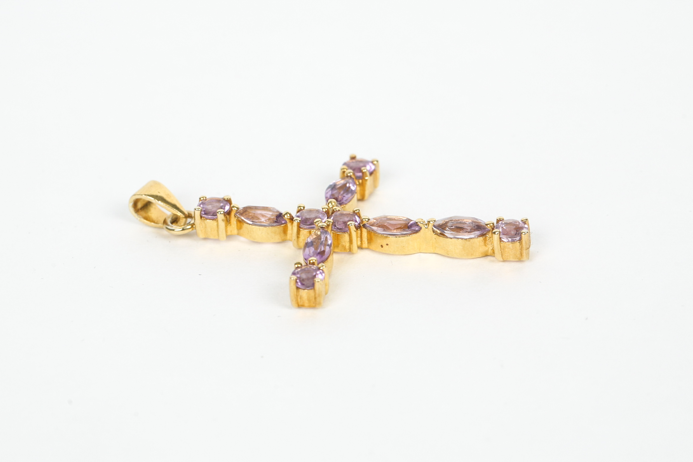Vermeil Cross Pendant with Amethyst