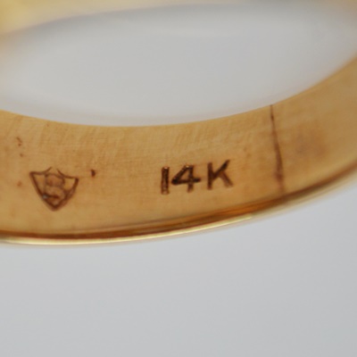 Retro 14K Yellow Gold Ring With Three Old European Cut Diamonds