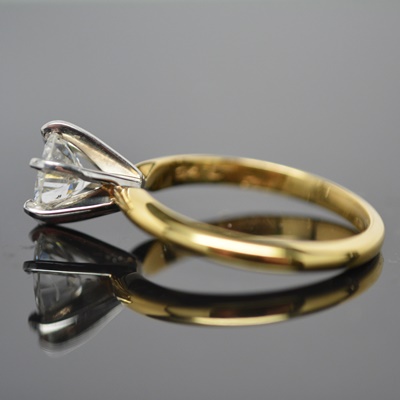 18K Yellow Gold Platinum Set Solitaire Diamond Ring