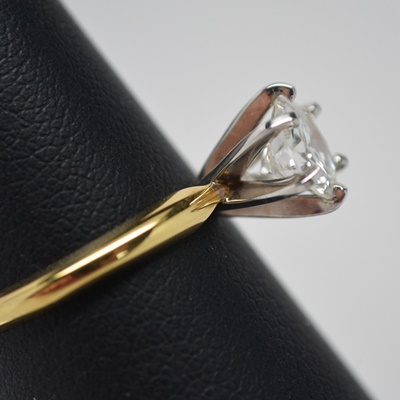18K Yellow Gold Platinum Set Solitaire Diamond Ring