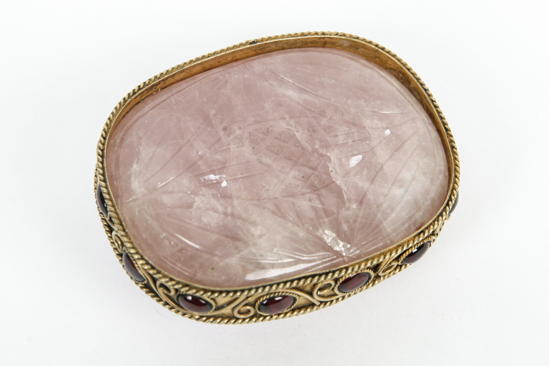 Mogul Style Carved Floral Motif Amethyst Quartz Paperweight