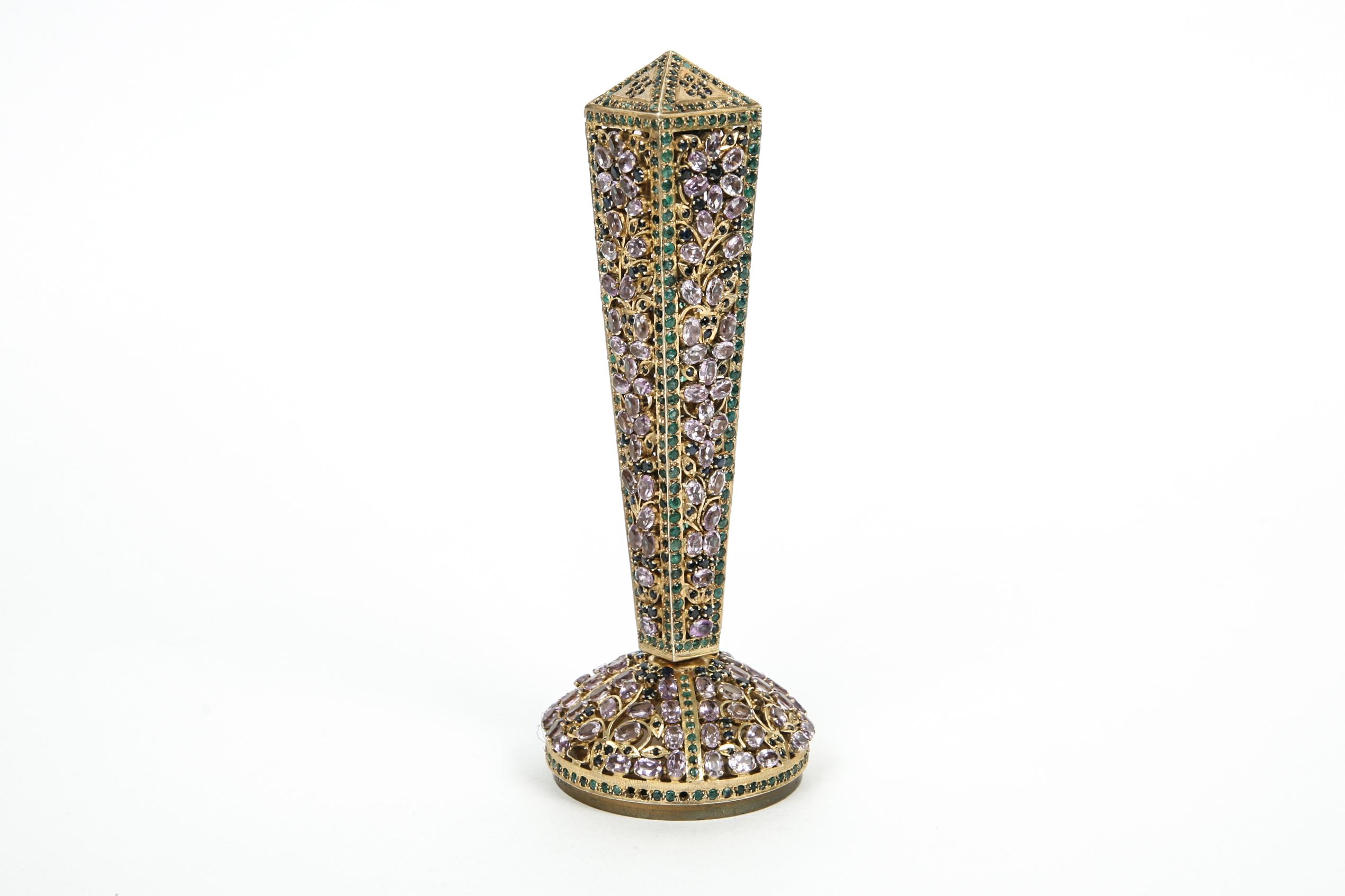 Indo-Persian Hot Wax Stamp Bejeweled with Amethyst and Sapphires