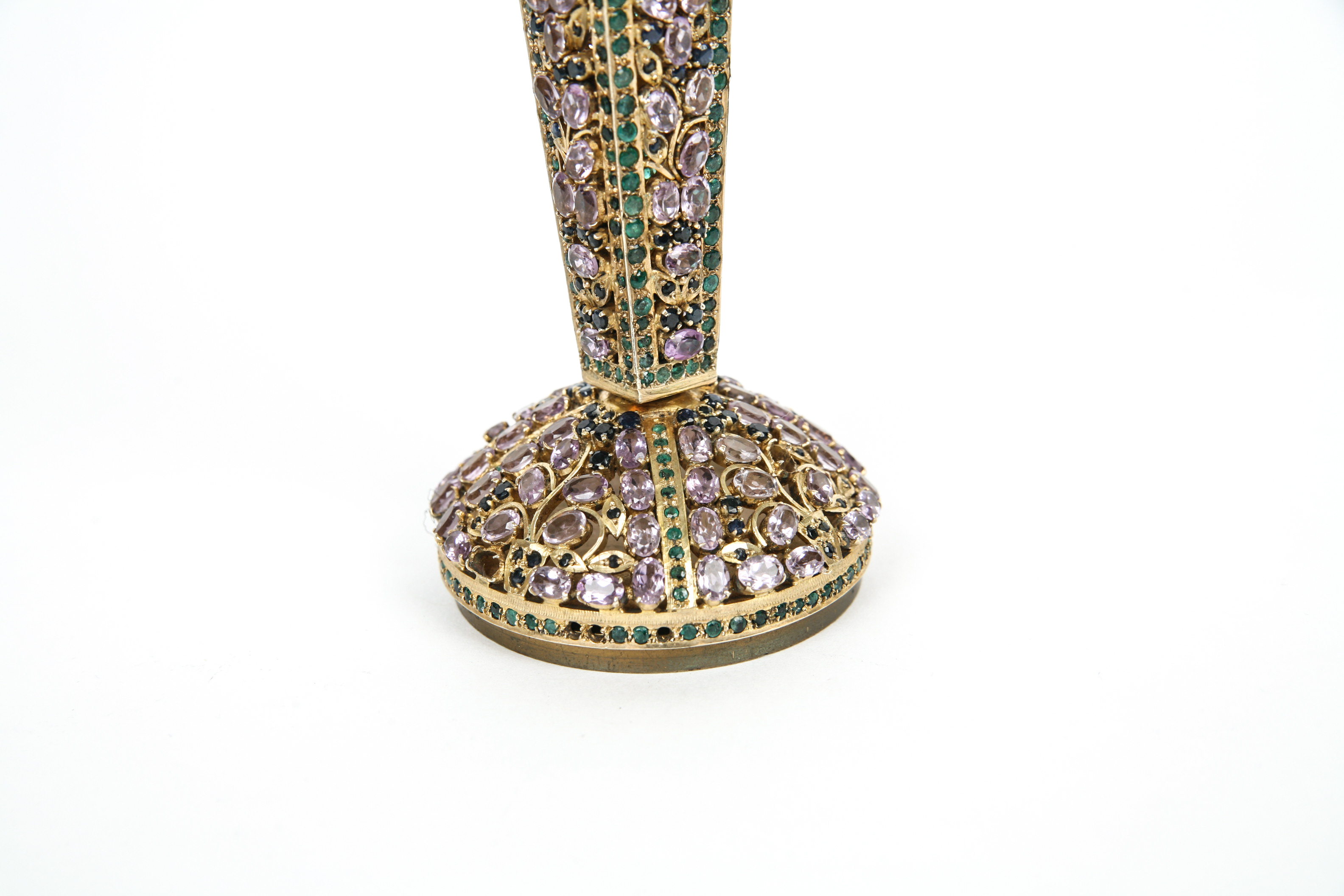 Indo-Persian Hot Wax Stamp Bejeweled with Amethyst and Sapphires