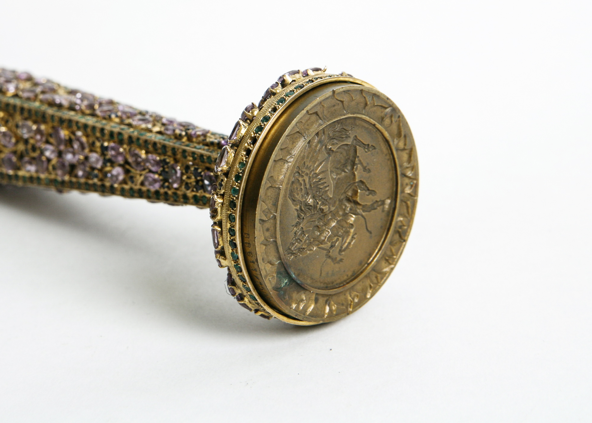 Indo-Persian Hot Wax Stamp Bejeweled with Amethyst and Sapphires