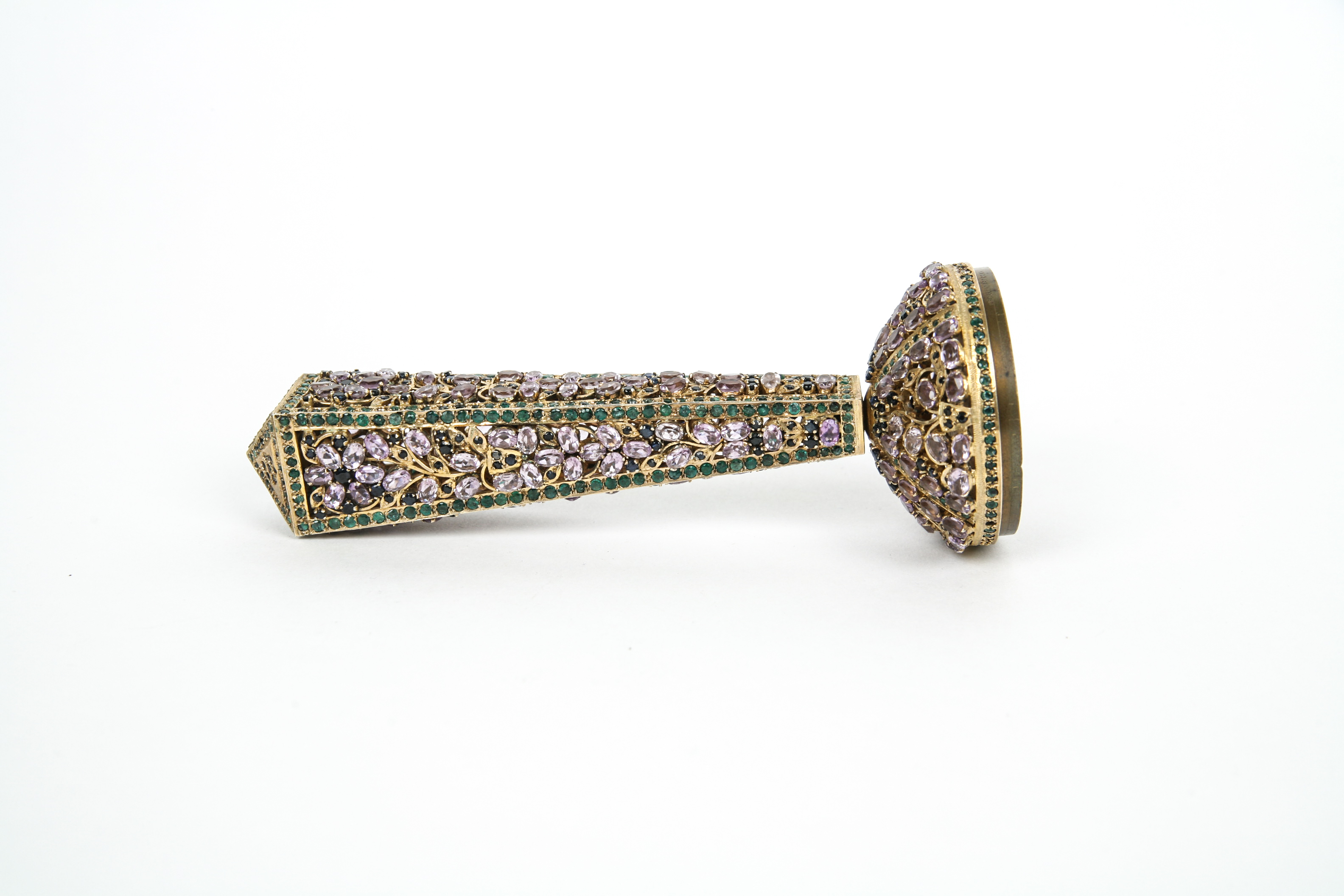 Indo-Persian Hot Wax Stamp Bejeweled with Amethyst and Sapphires