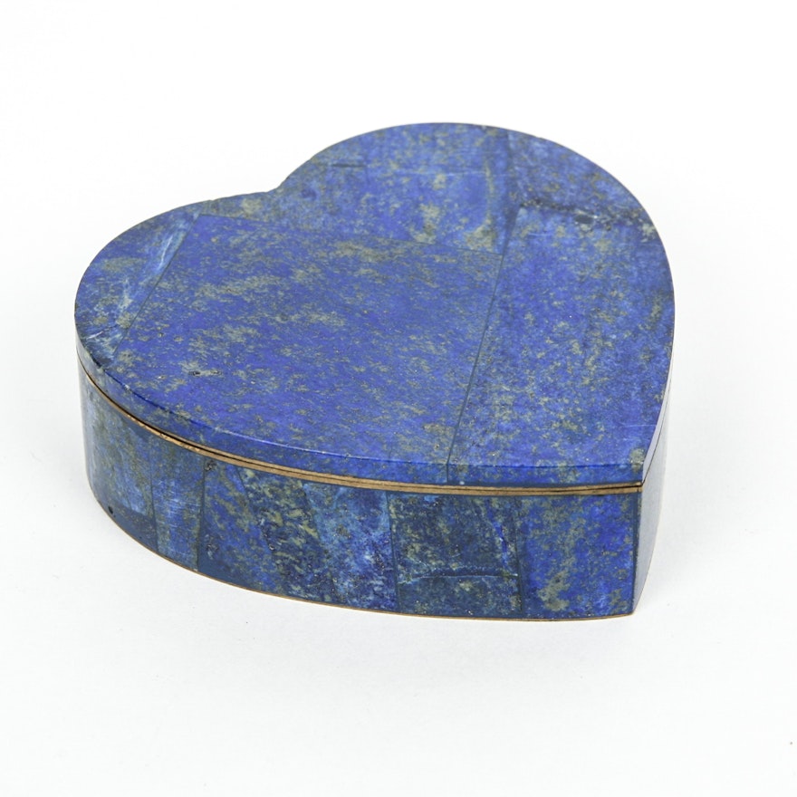 Lapis Lazuli Heart Trinket Box