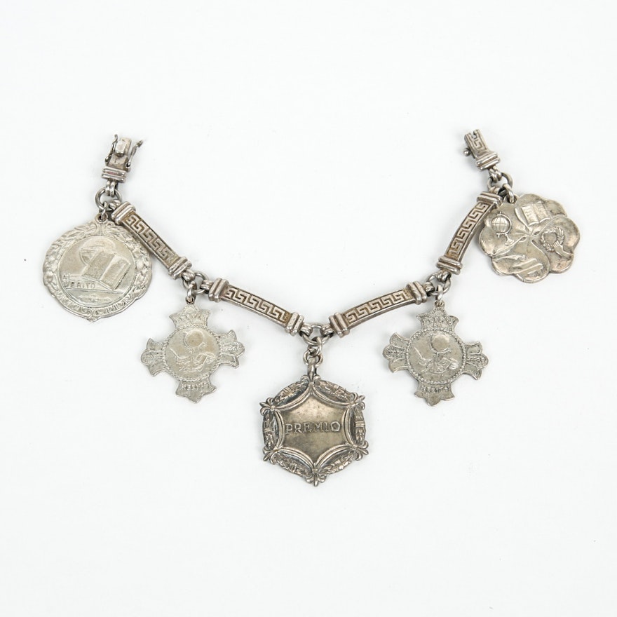 Silver Plated Bracelet with Medallions